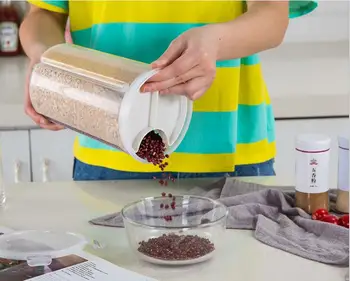 

Japanese-Style Storage Sealed Transparent Plastic Moisture-Proof Cans Food Storage Compartmental Grain Storage Box