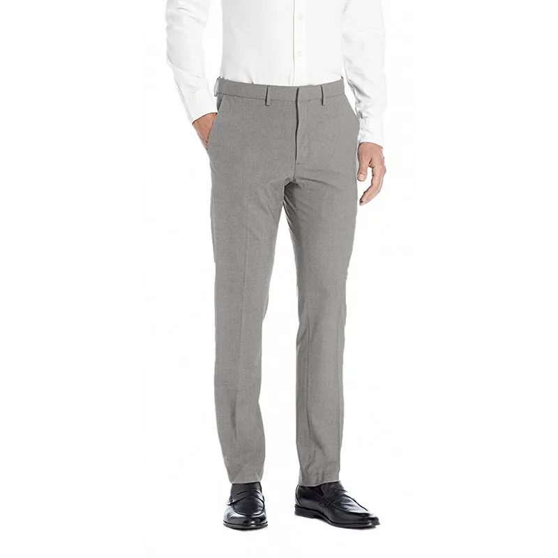 Официальные мужские деловые костюмы с плоской передней частью, брюки, одежда для работы, однотонные вечерние облегающие брюки - Цвет: Серый