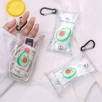 

Transparent Cosmetic Bag with Hook Cute Avocado Clear PVC Waterproof Makeup Bag Case Travel Bath Wash Pouch Storage Organizer