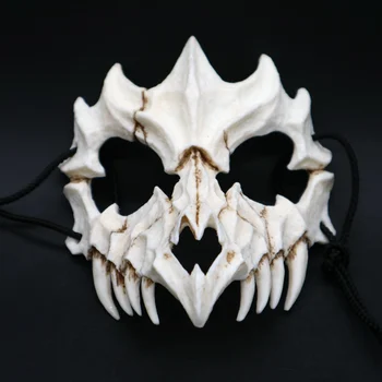 

Halloween Resin Bone Mask Japanese Gods Style Cosplay Mask Half Face Covered Prom Performance Art Mask Halloween Accessories