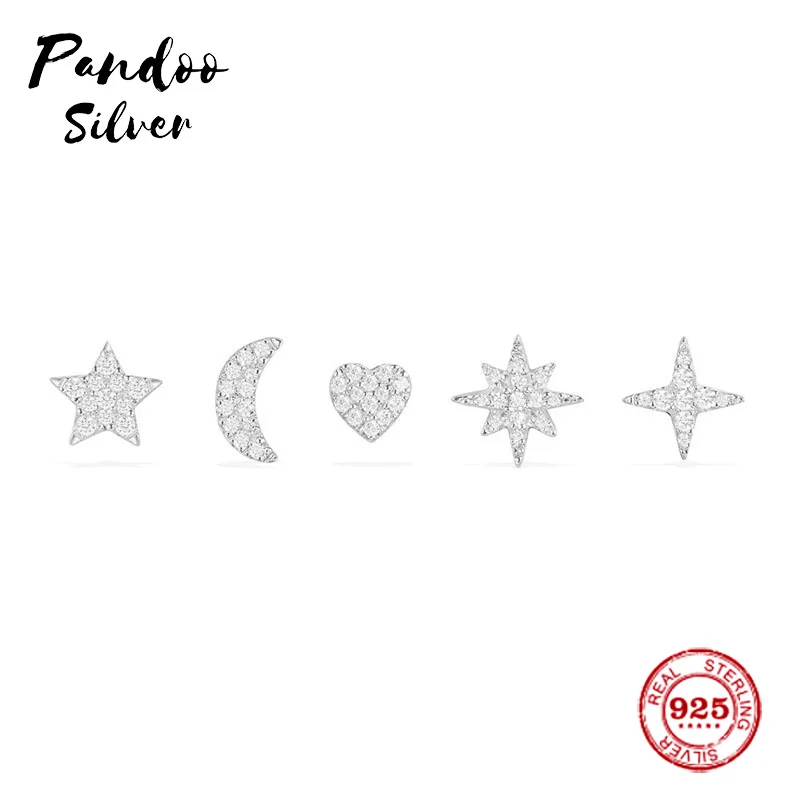 Pandoo модная подвеска Стерлинговое Серебро 1:1 копия, серебро ночное небо серьги-гвоздики Роскошные ювелирные изделия подарок для женщин