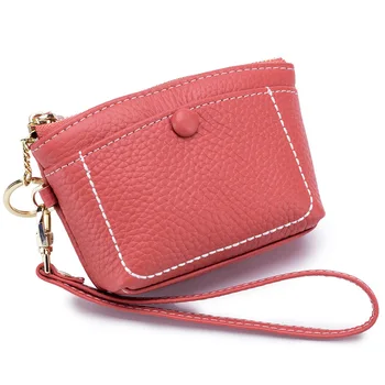 

Large Capacity Coin Purse Genuine Leather Portable Hanging Wrist Women's Small Bag Female Mini Clutch Bag Cowhide Coin Shell Bag