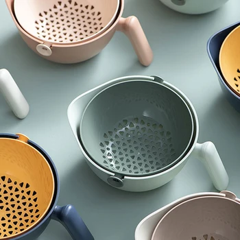 

Upgraded Bird Drainage Basket Double-layer Fruit Rotating Colander Drainer Multifunctional Vegetable Washing Basket Kitchen Tool