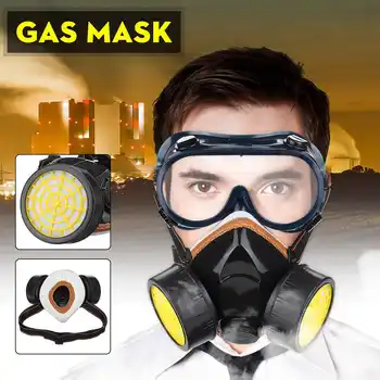 

Gas/Dust Mask Half Face Painting Spraying Respirator Safety Chemical Anti-Work Filter Dust Mask w/Goggles for Painting Spray