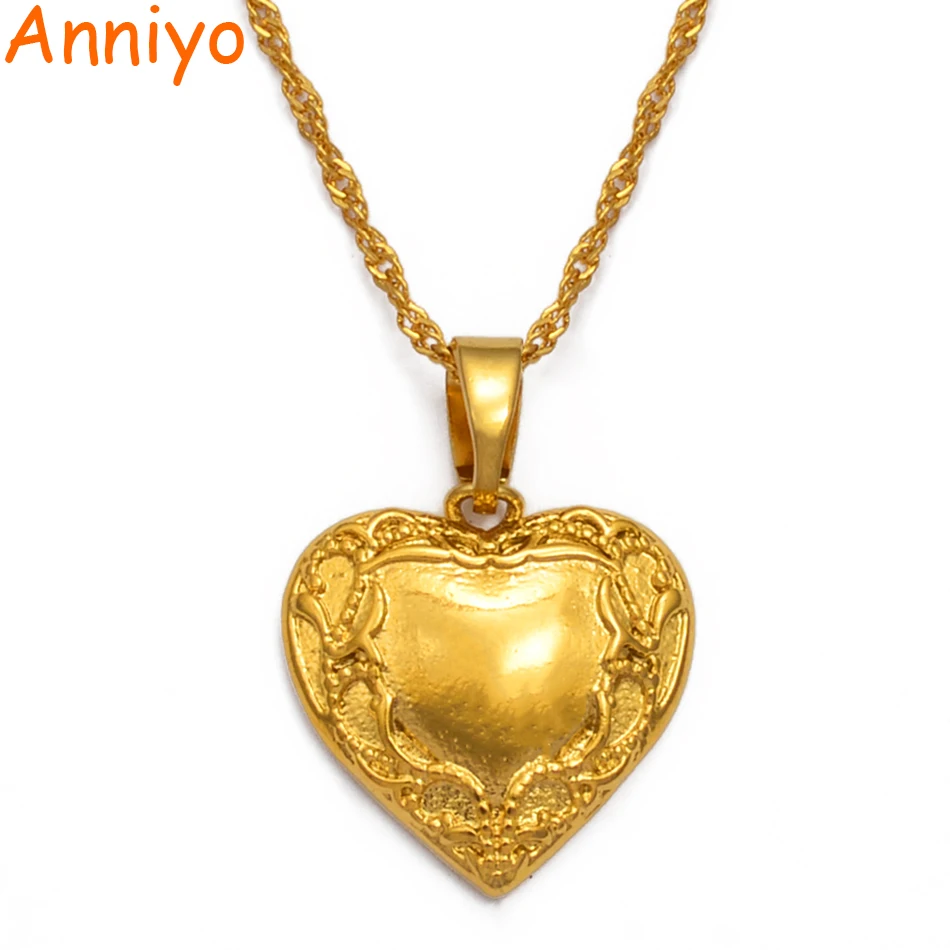 Anniyo/Сердце Романтические ожерелья с подвесками ювелирные изделия золотого цвета