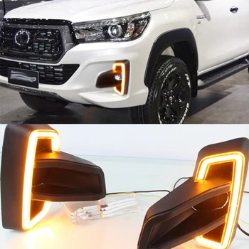 

CSCSNL 1Set Yellow Signal Style DRL Relay Waterproof Car Led Daytime Driving Running Light For Toyota Hilux Revo Rocco 2018 2019