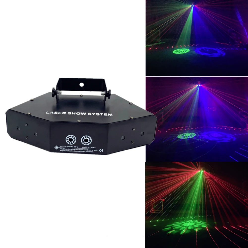 Wireless contro 6 Lens DMX Red Green Blue RGB Beam 16 Patterns Laser Scanner Light Home Party  DJ Lights Stage Lights