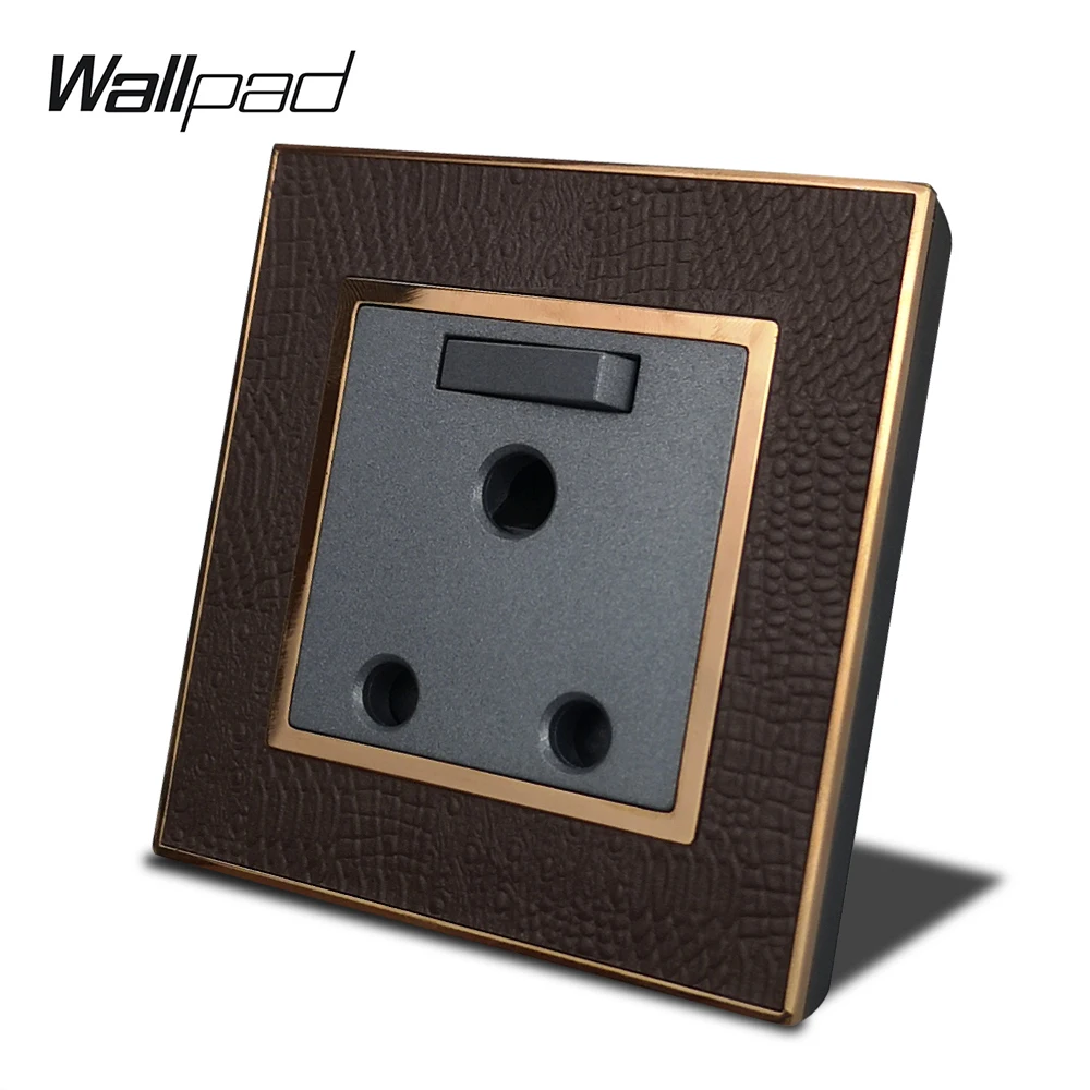 Wallpad L1 Золотое металлическое обрамление, переключаемое 15А 3 круглых штыря, настенная электрическая мощность, единая розетка, розетка