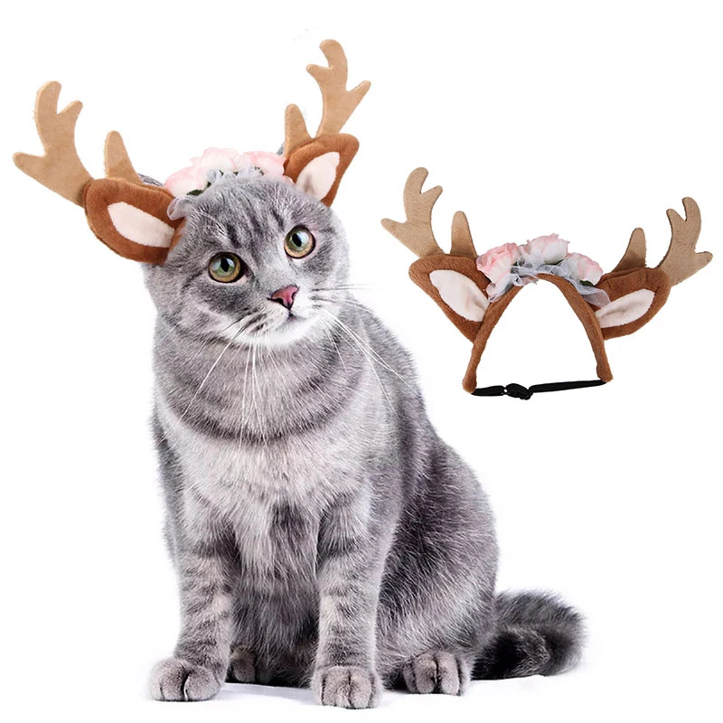 

Christmas Cat Hair Band Tiara Safety Antlers Pet Supplies Pet Headband Headwear Head Accessories Brown Color