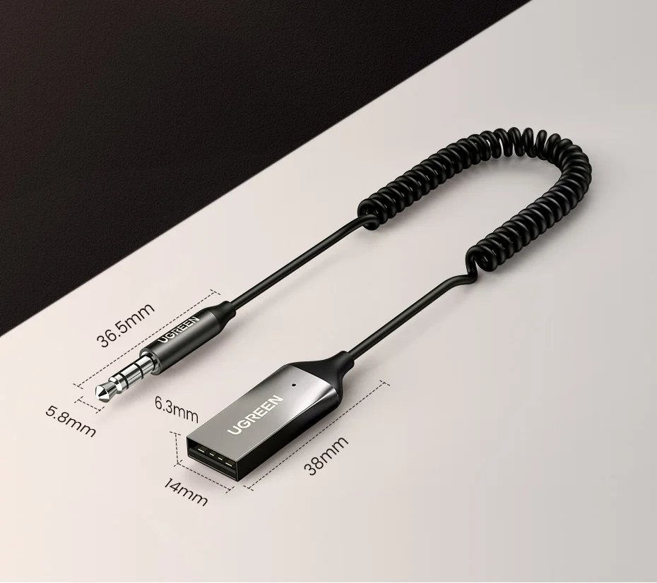 Ugreen-receptor bluetooth 5.0, adaptador com conector de