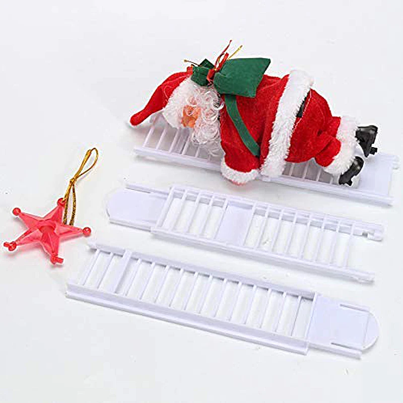 Tanie Boże narodzenie santa Claus elektryczny wspinać się po drabinie wisząca dekoracja na boże narodzenie ozdoby choinkowe śmieszne nowy rok prezenty dla dzieci Party Decor