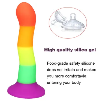 7 Inch Rainbow Silicone Dildos Anal Plug Realistic Dildo Suction Cup Dildo Sex Toys for Women Lesbian Masturbators Penis tools 5