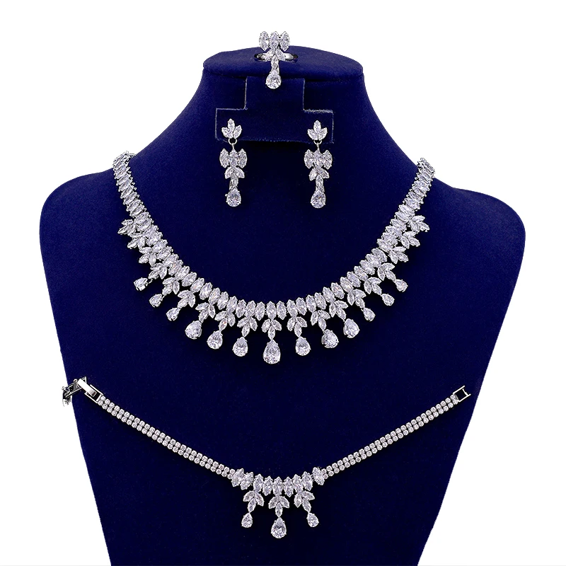 Свадебные ювелирные наборы HADIYANA для женщин Элегантный Модный дизайн с высоким качеством BN7676 ожерелье из нержавеющей стали набор