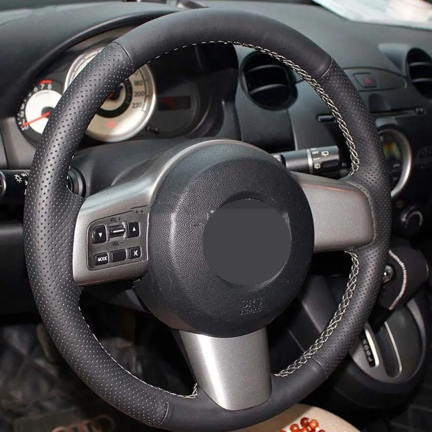 Черный PU искусственная кожа ручной сшитый Противоскользящий обертывание Автомобильные Чехлы На Руль для Mazda 6(US) 2009-2010 Mazda 8 2011