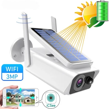 Hontutec-cámara de seguridad FHD con batería Solar, dispositivo de vigilancia exterior con WiFi, IP66, alarma PIR, visión nocturna, CCTV, IP