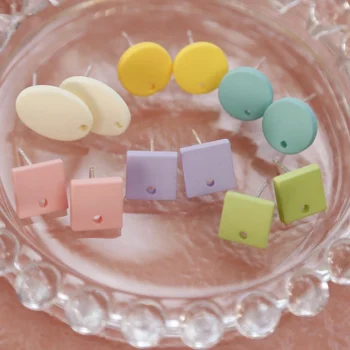 

S925 Silver Needle Colorful Geometry Series Ear Stud Accessories Japan DIY Resin Material Homemade Earrings Auricular Needle