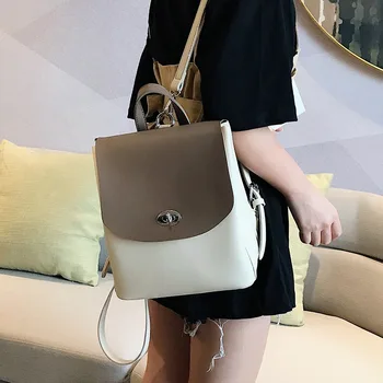 

New 2020 summer PU color matching shoulder bag net red western style ladies backpack fashion shoulder bag travel backpack