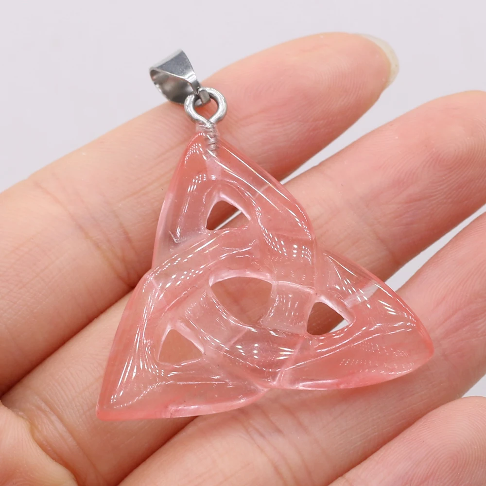 Triquetra Symbol Natural Stone Pendants Celtics Knot Agates Crystal for Jewelry Making DIY Women Necklace Earrings Crafts
