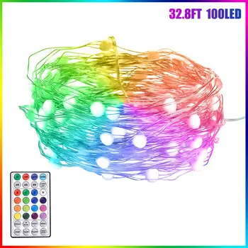 

10m RGB Color Christmas String Light Usb Reomote Control 100led Fairy String Halloween Wedding Party Decoration