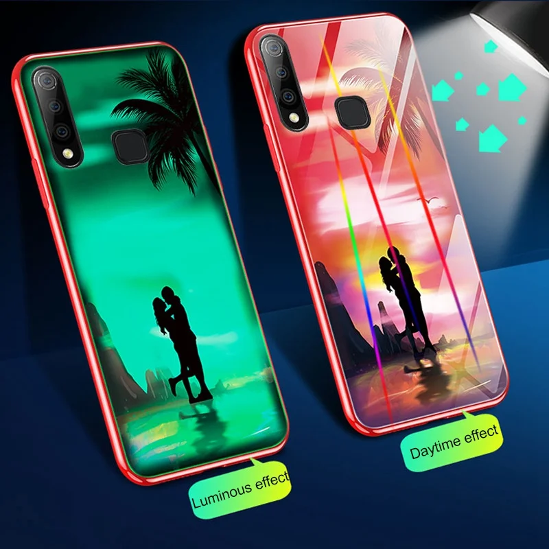 Чехол для пары из закаленного стекла IPhone X XR XS Max 7 8 Plus роскошный светящийся