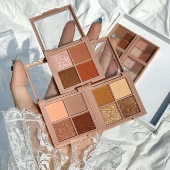 

4-color small sequined star eyeshadow peach blossom mini portable pearlescent waterproof eyeshadow palette