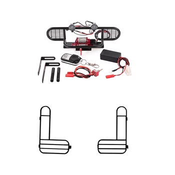 

FBIL-2 Set for Traxxas TRX-4 TRX4 RC Crawler Car Parts: 1 Set Bumper Kit with Winch 2 LED Light Remote Controller Receiver & 1 S