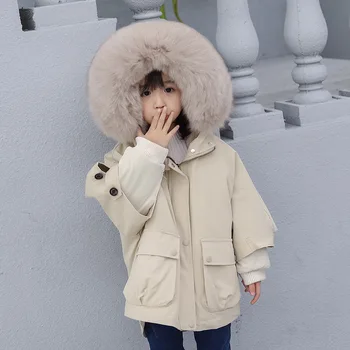 

2019 Winter Baby Girl Jacket Real Fur Warm Hooded Toddler Girl Outerwear Coat 4-12 Years Kids Infant Girl Parka Toddler Jacket