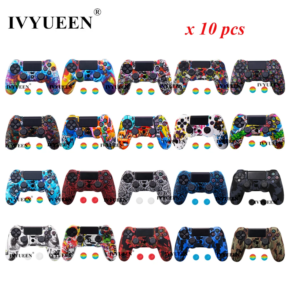 IVYUEEN 10 pcs Silicone Protective Skin Case For Sony PlayStation 4 PS4