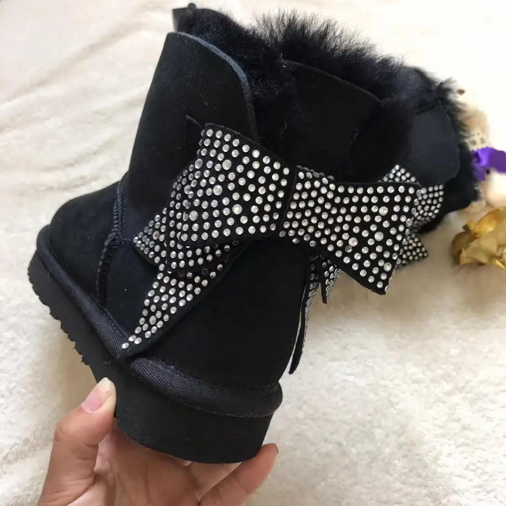 2020 Fashion Real Sheepskin Women's Winter Classic Woman Snow Boots Mid Calf Genuine Sheepskin Women Boots Women Shoes