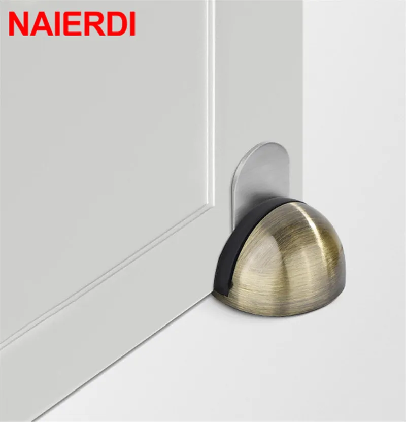 NAIERDI Stainless Steel Rubber Magnetic Door Stopper Non Punching Sticker Hidden Door Holders Floor Mounted Nail-free Stops
