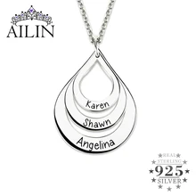 AILIN, заказное ожерелье с гравировкой в форме капли, Стерлинговое Серебро, семейное имя, ожерелье, подарок на день матери