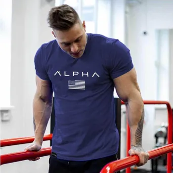 

Tide Brand Summer Cotton Sports T-Shirt Men Short-Sleeved Outdoor Jogging Men Exercise Training Tee Fitness Tops Sports T-Shirt