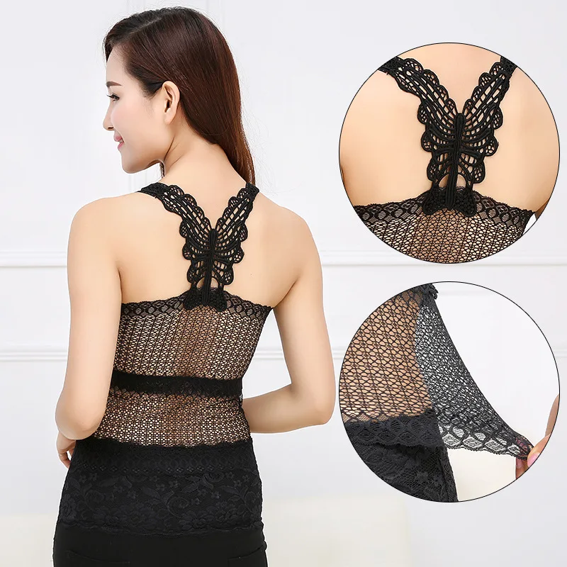 

Korean-style Spring And Summer Lace Camisole Back Bow Hollow out Anti-Exposure Tube Top Women's Condole Belt