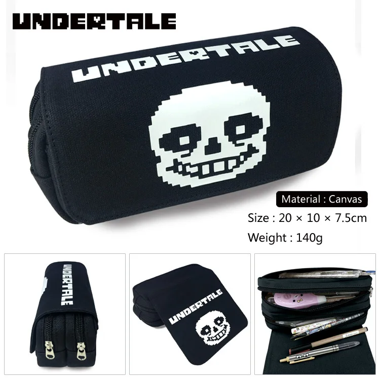 Undertale-estuche de lápices Sans Game, billetera de doble cremallera, suministros escolares, papelería, regalos de Anime para niños y niñas