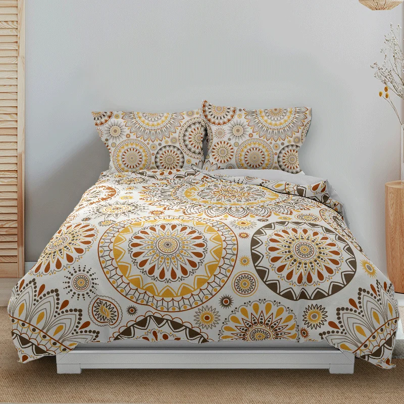 

Bohemian style yellow Bedding Setï¼ŒSun Flower pattern Duvet Cover With Pillowcase 200x230,210x210 Quilt Cover,King Size Cover