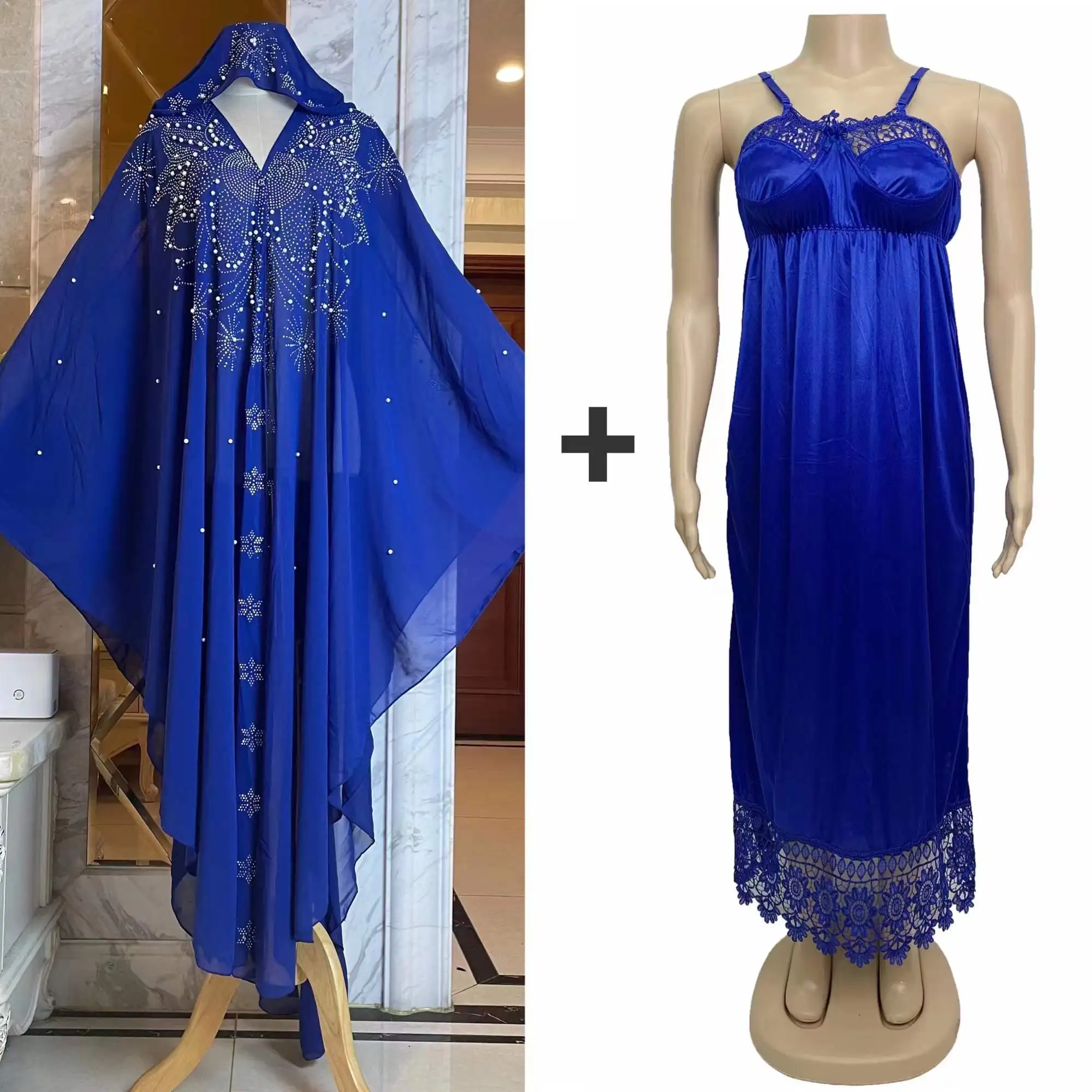 New Muslim Kaftan Abaya Dress Kimono Women Dubai Open Abayas Turkish Stones Chiffon Hooded Dress Elegant African Plus Size