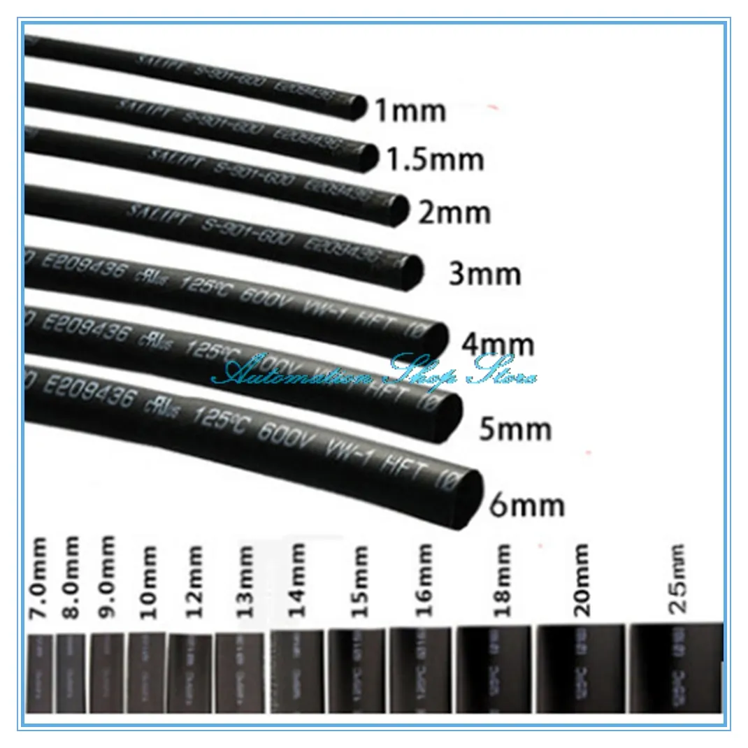 Round Diameter 1mm/1.5mm/2mm/2.5mm/3mm/3.5mm/4mm Length 5M Heat Shrink  Tubing Shrinkable Tube Black Wire Wrap - AliExpress