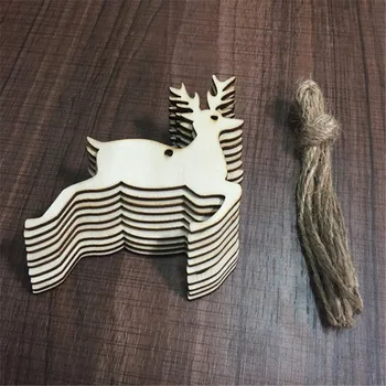 

DIY Christmas Deer Head Reindeer Xmas Tree Hanging Wooden Pendants Ornaments Party Decorations Christmas Tree Decorations 10PCS