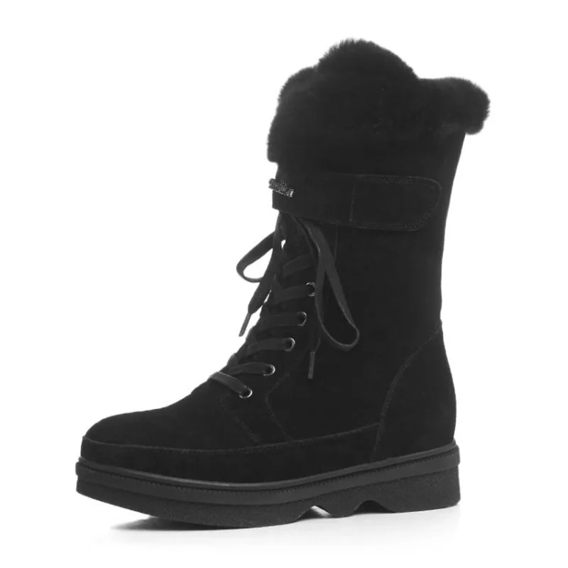 

Winter Snow Boots Women Black Lace Up Plus Velvet Warm Mid Boots Punk Rock Motocycle Boots Gothic Shoes Cool Girl Martin Boots