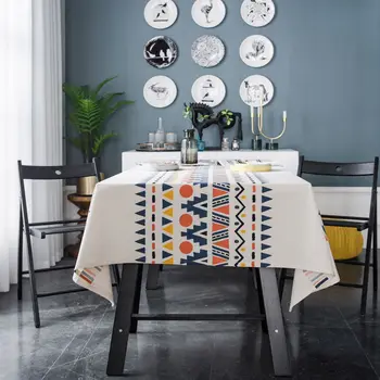 

Geometric multicolor printed bohemian living room home tablecloth printed cotton and linen tablecloth square table
