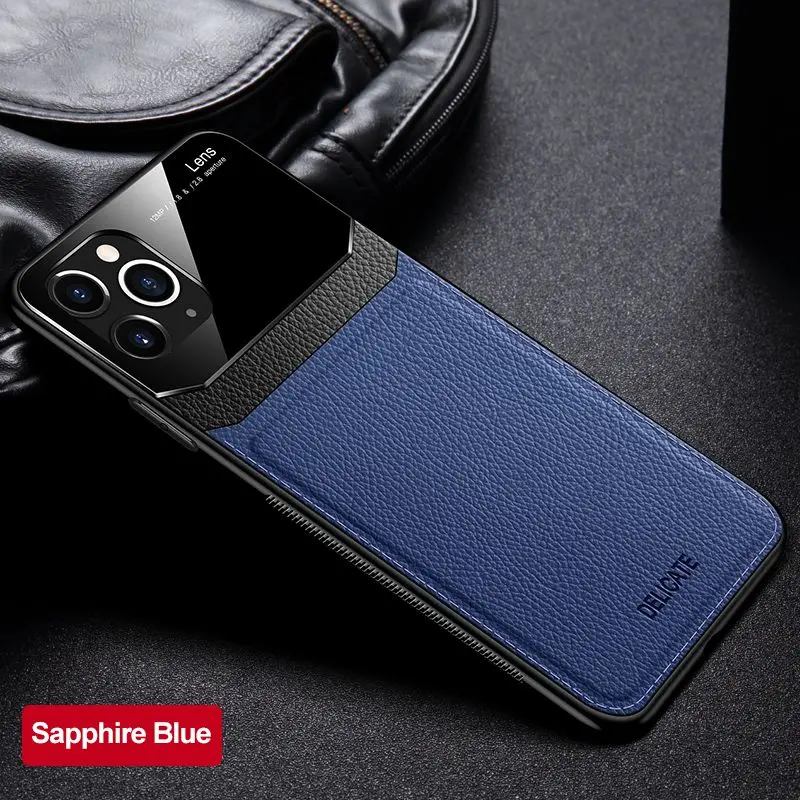 blue Кожаный чехол для Iphone X Xr, для Iphone 7, 8, 7 plus, 8 Plus, из искусственной кожи, анти-осенний чехол для Iphone Xs max, роскошный, 11 Pro, Max, зеркальный - Цвет: blue