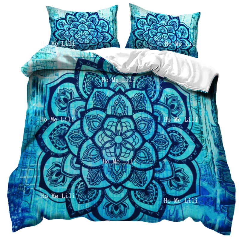 

Indian Hippie Duvet Cover Set By Ho Me Lili Mandala Blue Lotus Bohemian Psychedelic Intricate Floral Flower Decor Bedding