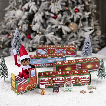 

DIY Paper Advent Train Calendar Gift Box With 24 Decorative Ornaments Christmas Countdown 24 Carriages Cabinet Kids Toys Navidad