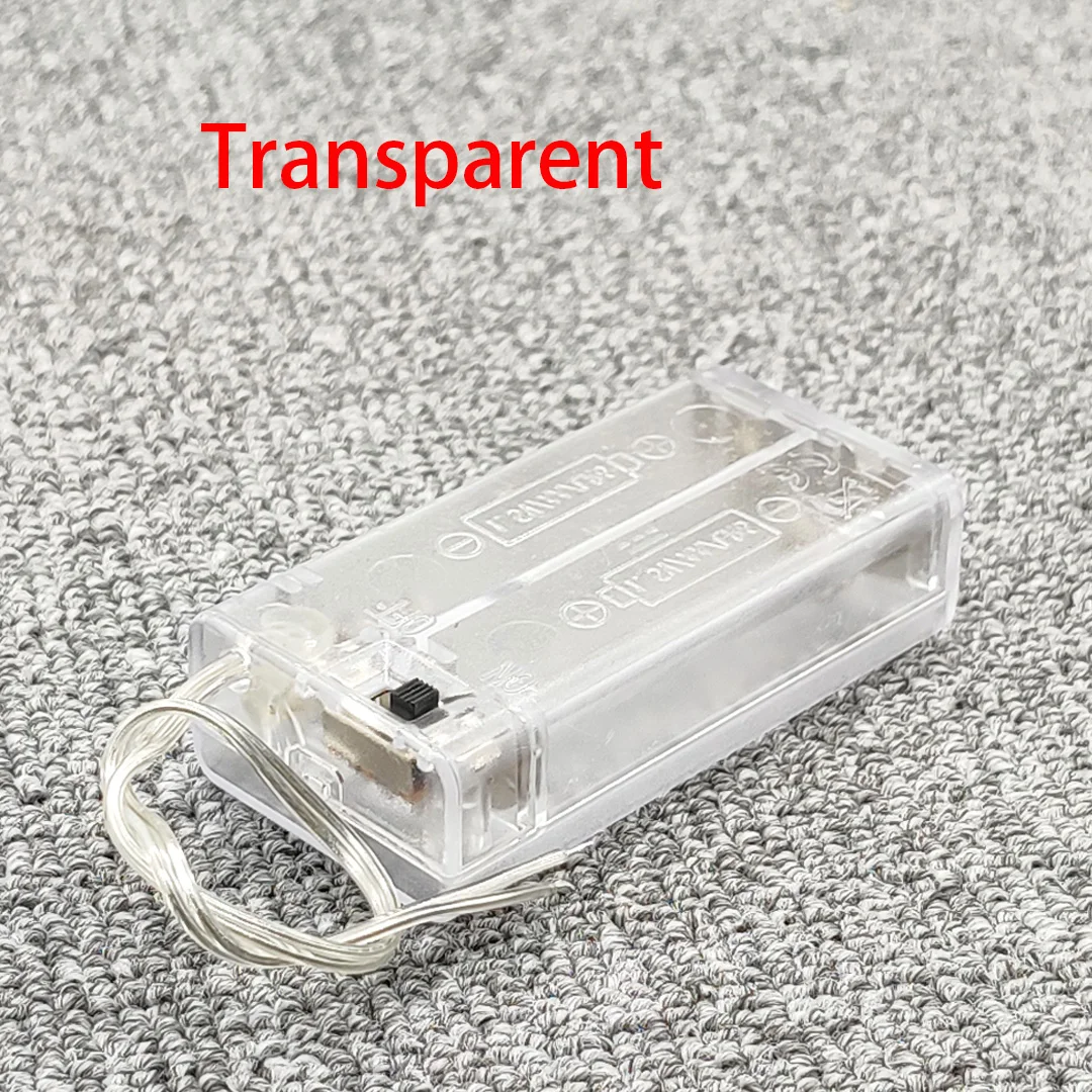 Black and Transparent AA Battery Holder Case with Switch, 2-Slot 3V Storage Box
