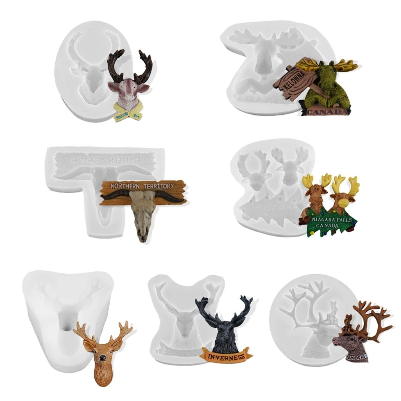 

Christmas Deer Elk Head Silicone Fondant Resin Mold Chocolate Cake Decor Tools B95F