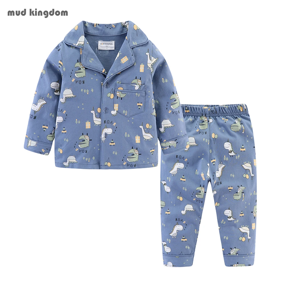 

Mudkingdom Boys Girls Pajamas Set Callared Long Sleeve Cute Cartoon Autumn Toddler Pajama Kids Sleepwear Print Children Clothes