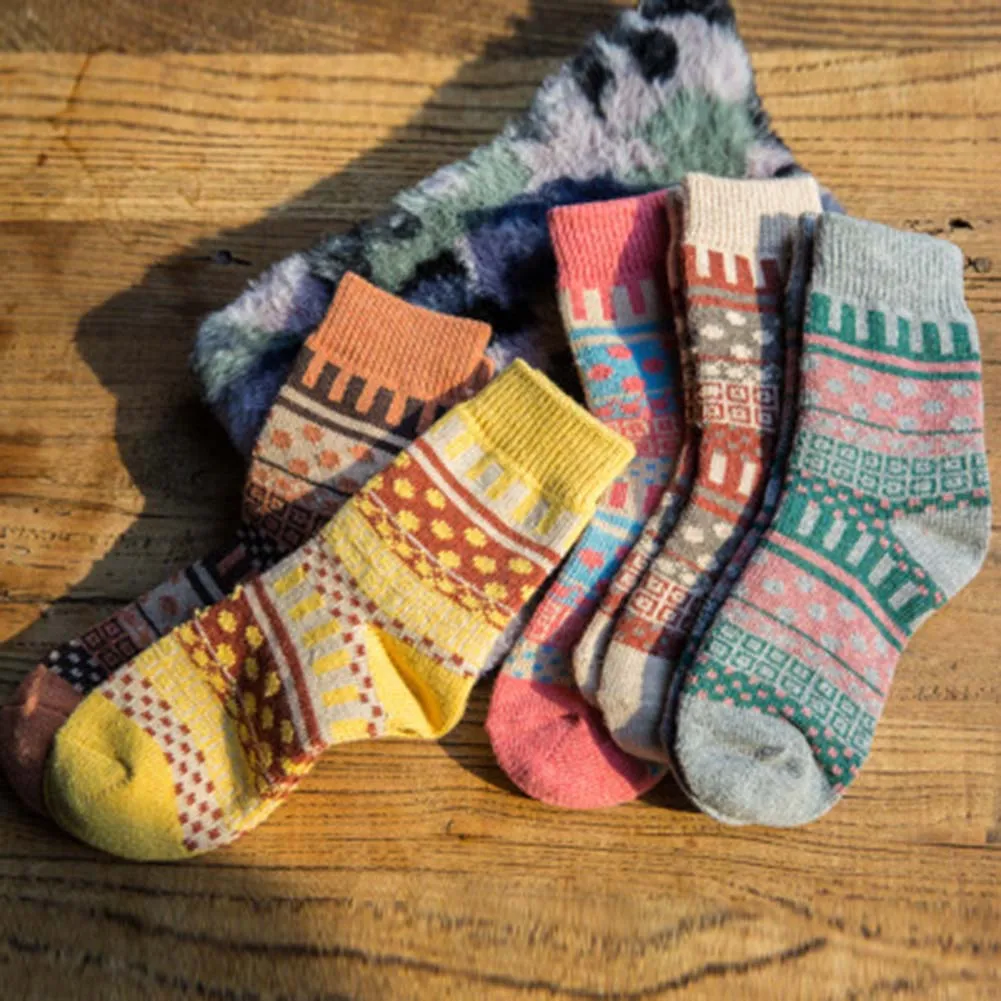 1 пара цветов случайная шерсть забавные Женские носочки сохраняющие тепло носки женские носки толстые шерстяные носки
