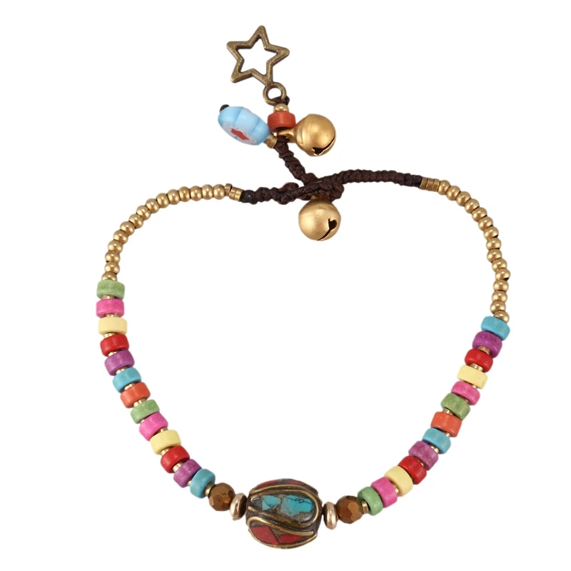 ##BUY Ethnic Style Jewelry Nepal Bracelets Ladies Beaded Retro Creative Diy Wax Rope Woven Bracelet