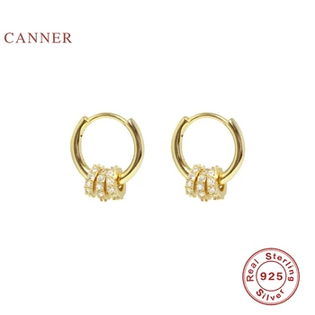 

CANNER Diamond Transfer Beads Earrings Hoops 925 Sterling Silver Earrings For Women Silver Jewelry Earring Aretes De Mujer