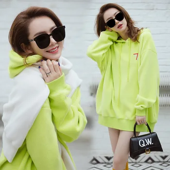 

Rose Sweater 19 Female Chao Lian Cap Tether Medium Length Money Leisure Green Loose Sweater